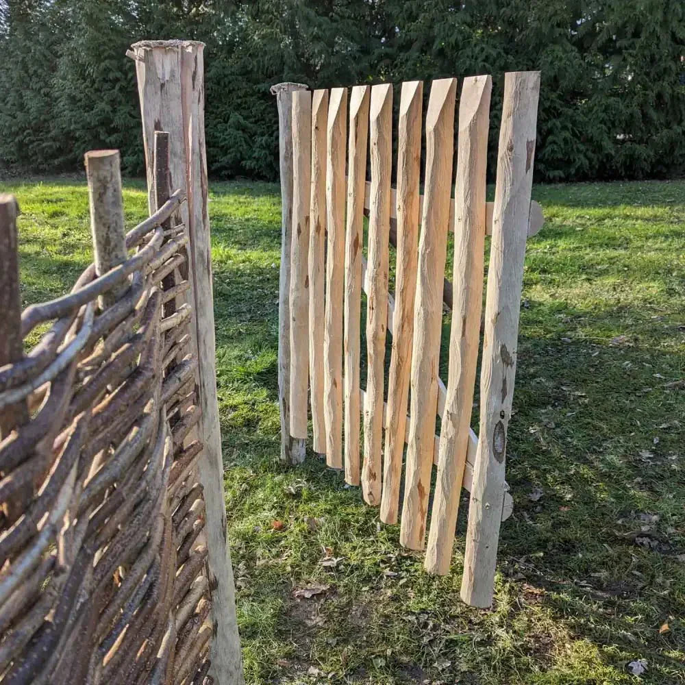 1.2m Chestnut Picket Garden Gate – Rustic Split Hazel with Hinges